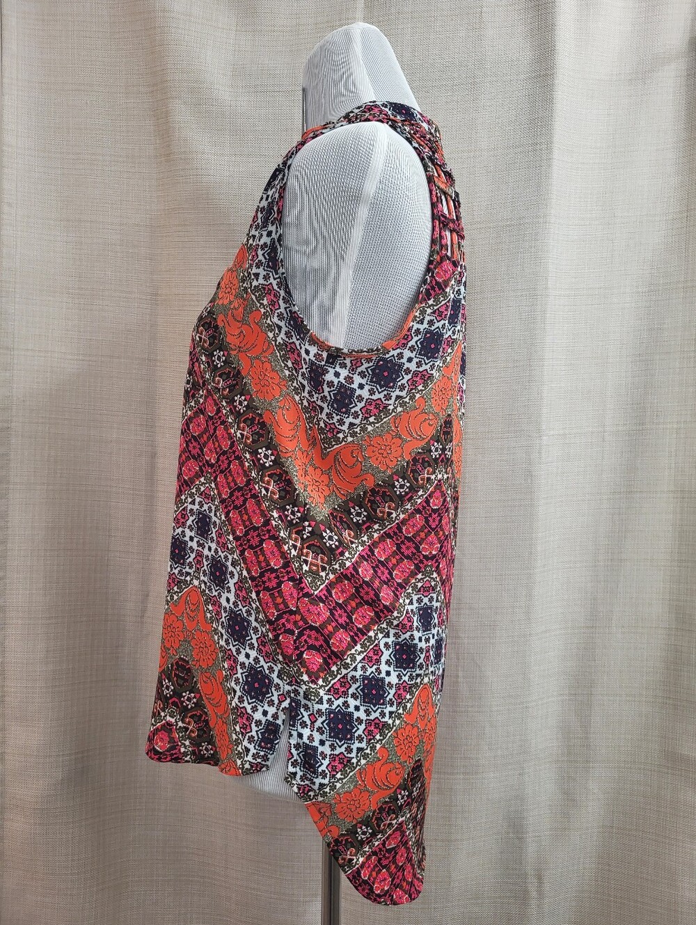 Takara Women's Multicolor Hi-Lo Sleeveless Blouse Tunic Boho Hippie Size Small - Picture 2 of 12